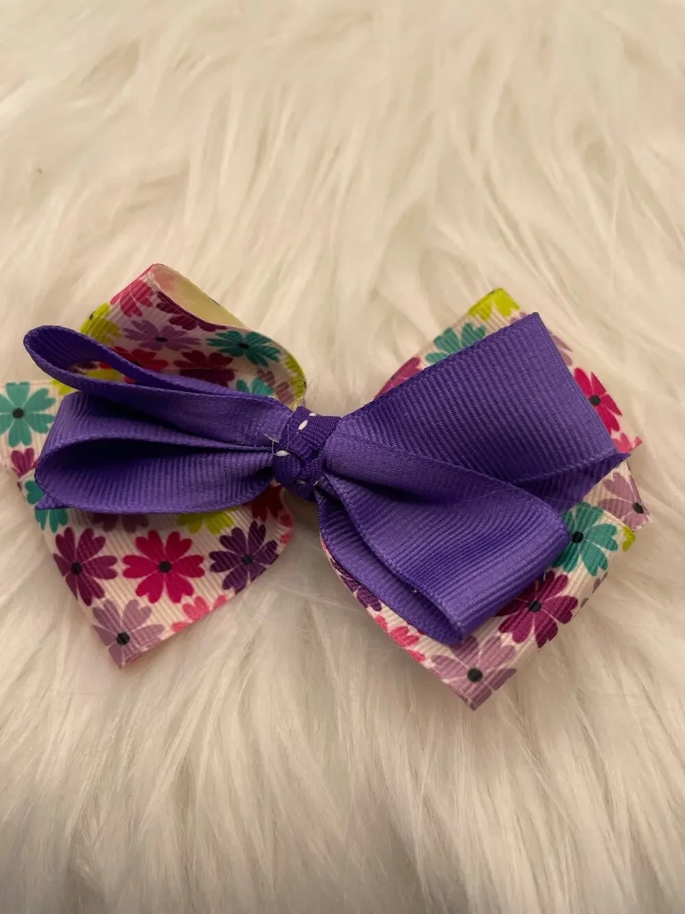 🎀 Handmade Purple/Pink Flower Boutique Hair Bow 🎀